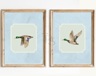 Mallard Duck Print Nursery Decor Digital• Preppy Southern Nursery Art • Blue Boy Hunting Printable Wall Art  • Nursery Wall Grandmilennial