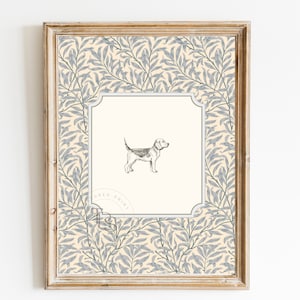 Beagle Vintage Print Nursery Digital • Preppy puppy Dog Nursery Art • Printable Wall Art • Vintage Floral• Nursery Wall Grandmilennial Art
