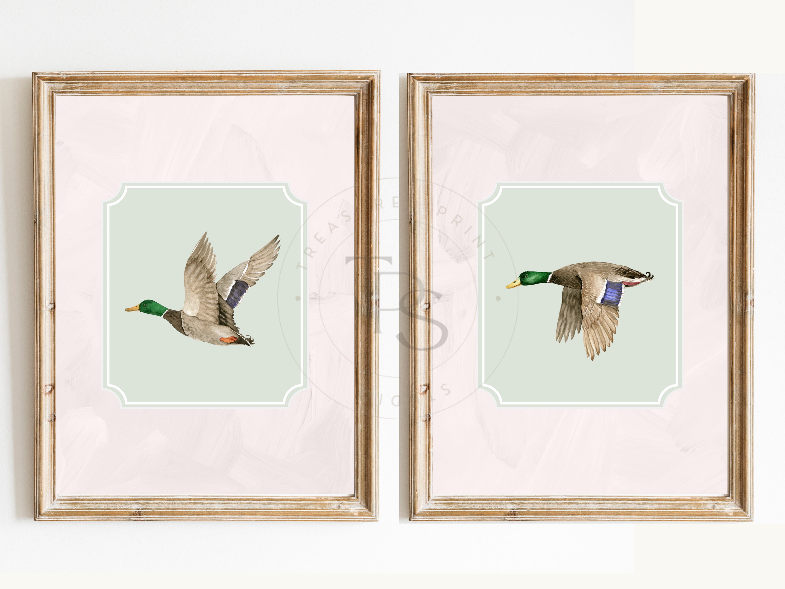 Mallard Duck Print Nursery Decor • Preppy Southern Nursery Art • Pink Green Hunting Printable Wall Art  • Nursery Wall Grandmilennial Art