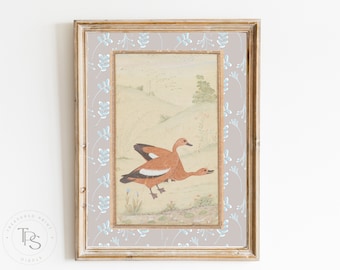 Duck Print Nursery Decor  • Swan Nursery Art  •  Printable Wall Art •  Pastel Vintage Floral • Watercolor Bird Nursery Wall Art Girl