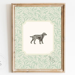 Hunting Dog Green Vintage Print Nursery Decor• Boykin Spaniel Nursery Art• Printable Digital Pastel Vintage Floral •Baby Kids Grandmilennial