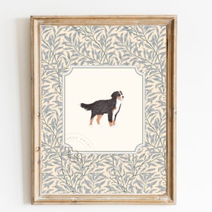 Bouvier bernois vintage Print Nursery • Puppy Nursery Art • Printable Wall Art • vintage Floral• Nursery Wall Grandmilennial Art Sketch