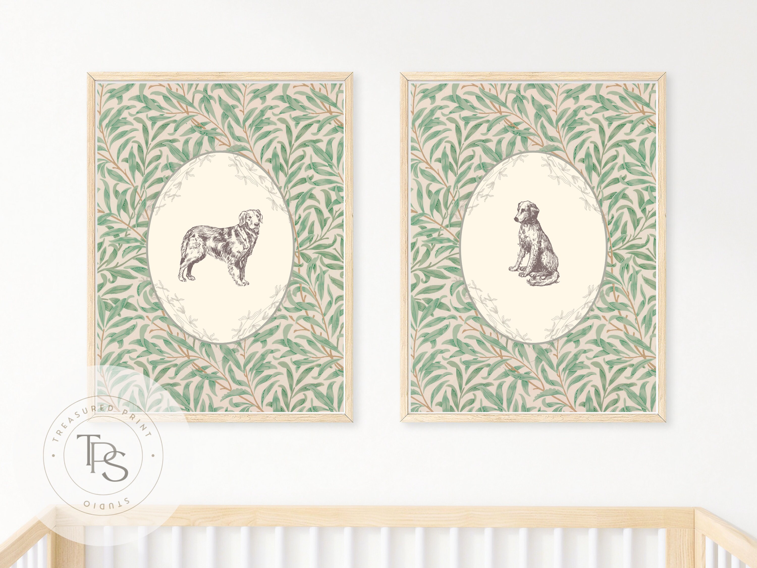 Dog Vintage Print Nursery Decor • Golden Retriever • Printable Wall Art ...