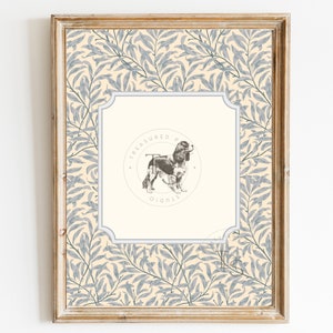 King Charles Cavalier Spaniel Dog Vintage Print Nursery Decor • Printable Pastel Vintage Floral •Wall Grandmilennial Art Girl