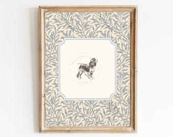 King Charles Cavalier Spaniel Dog Vintage Print Nursery Decor • Printable Pastel Vintage Floral •Wall Grandmilennial Art Girl
