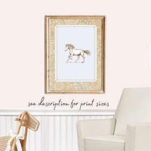 Horse Print Nursery Decor Vintage Nursery Sketch Printable Wall Art Watercolor Floral Nursery Wall Grandmilennial Art Girl Southern image 5