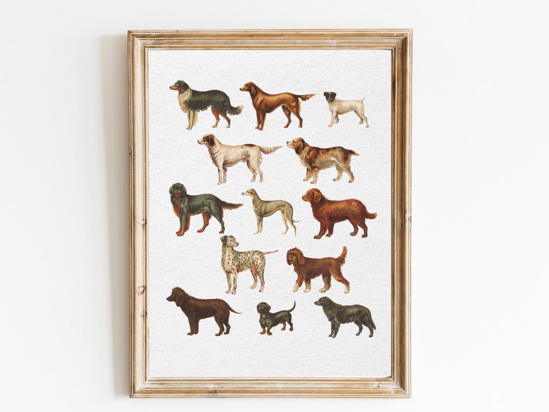 Unique Vintage Dog Wall Art Neutral Puppy Dog Lover Printable Decor