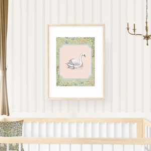 Swan Print Nursery Decor Swan Nursery Art Printable Wall Art Pastel ...