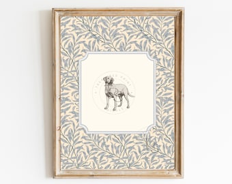 Dog Vintage Print Digital Nursery Labrador Retriever Art• Printable Digital Pastel Vintage Floral • Baby Kids Grandmilennial