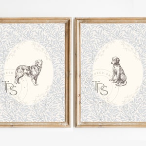 Dog Vintage Print Nursery Decor  • Golden Retriever  •  Printable Wall Art  •  Pastel Vintage Floral • Nursery Wall Grandmilennial Art Girl
