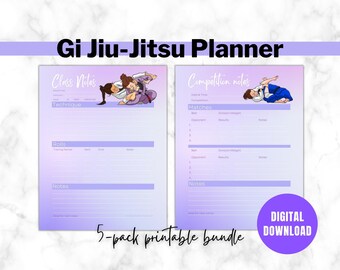 Gi Jiu-Jitsu Planner and Training Log | Digital/Printable | Class notes, Goals, Calendar, and more. Print ready or Digital use on your iPad.