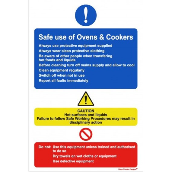 Hygiene Catering Safe Use of Ovens Sign Self Adhesive Etsy
