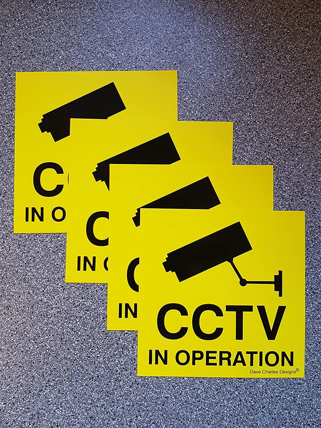 Pack of 4 CCTV in Operation Stickers 100mm X 100mm Self Adhesive Vinyl ...
