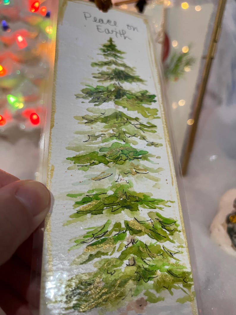 Christmas Watercolor Bookmarks - Etsy