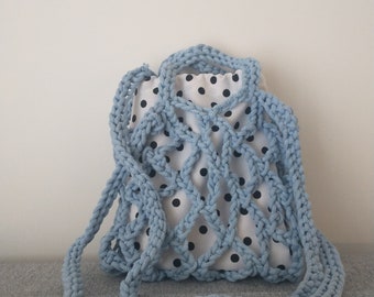 Crochet net bag with lining