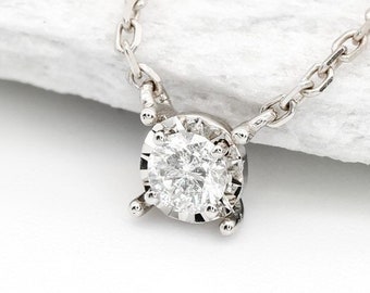 Real Diamond Necklace, 18K Real Solid Gold, Certified Diamond Pendant, Christmas Gift, Bridesmaid Necklace, Real Diamond Pendant, Diamond