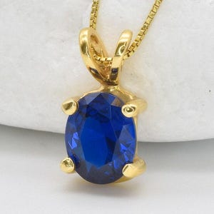 Gold Sapphire Pendant Necklace, Blue Oval Pendant, September Birthstone Jewelry, Classic Sapphire Pendant, Gift For Her, Aura Faith Jewelry