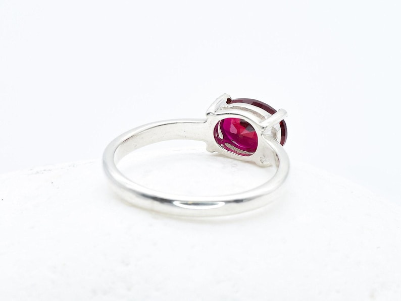 Solitaire Ruby Ring, Created Ruby, Ruby Ring, Red Ruby Ring, Horizontal Ring, Solitaire Ring, Promise Ring, Gift For Her, 925 Silver Ring image 7