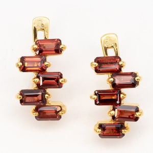 Gold Garnet Earrings, Natural Garnet, Geometric Earrings, Gift For Her, Gold Modern Earrings, Gold Anniversary Gift, January Birthstone