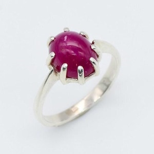 Silver Ruby Ring, Natural Ruby, July Birthstone Ring, Genuine Ruby Ring, Ruby Solitaire Ring, Real Ruby Ring, Red Oval Ring, Red Ruby Ring