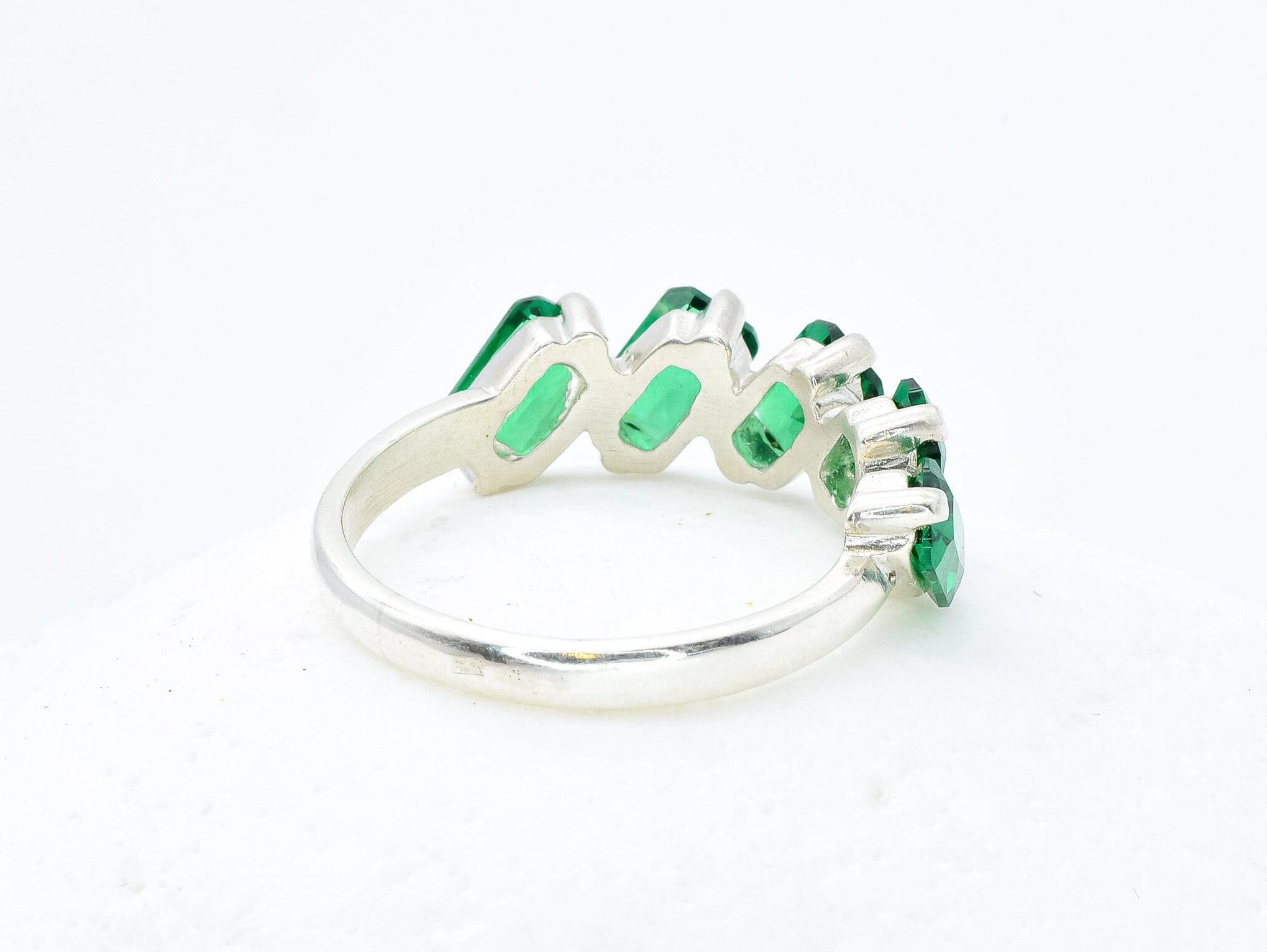 Emerald Baguette Ring, Created Emerald, Emerald Ring, Emerald Green ...