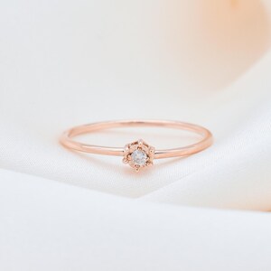 Sierlijke diamanten roségouden ring, gecertificeerde echte diamanten ring, massief 14k roségouden diamanten ring, diamanten verlovingsring, unieke roségouden band