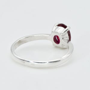 Solitaire Ruby Ring, Created Ruby, Oval Ruby Ring, Red Ruby Ring, July Birthstone, Ruby Promise Ring, Red Gemstone Ring, Silver Ruby Ring image 9