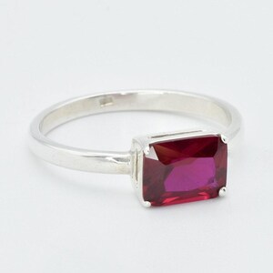 Ruby Solitaire Ring, Silver Ruby Ring, Created Ruby, July Birthstone Ring, Red Promise Ring Silver, Dainty Ruby Ring, Gift For Her image 9
