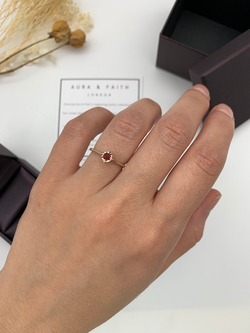 Genuine Ruby Ring, 18K Solid Gold Ring, Delicate Ruby Ring, Victorian ...