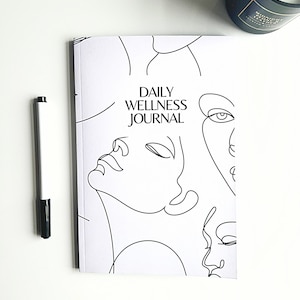 Beautiful Daily Wellness Journal | Guided Mental Health Journal | Self Care Log | 12 weeks | Note This B/W
