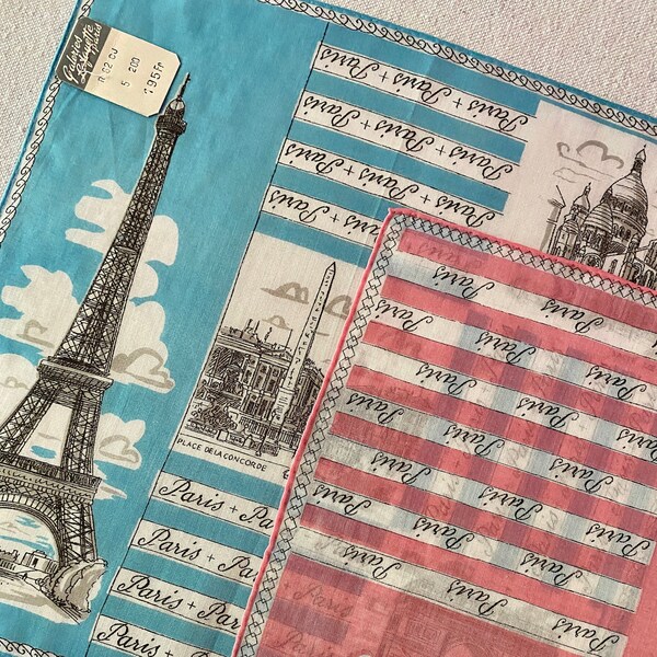 Vintage Collectable Paris Hanky Two Different Choices