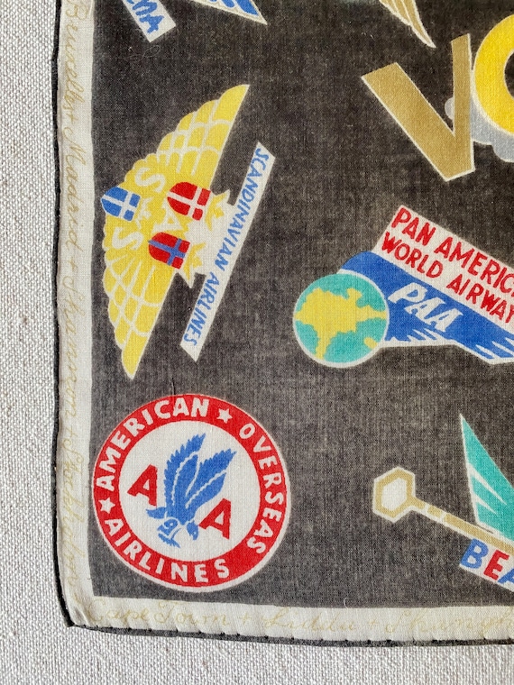 Vintage Bon Voyage Travel Hanky Airplanes - image 3