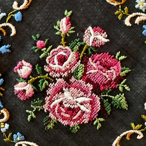 Vintage Unused Hand Embroidered Mourning Hanky