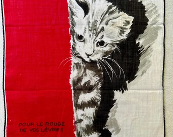 Vintage Lipstick Hanky - Kitten