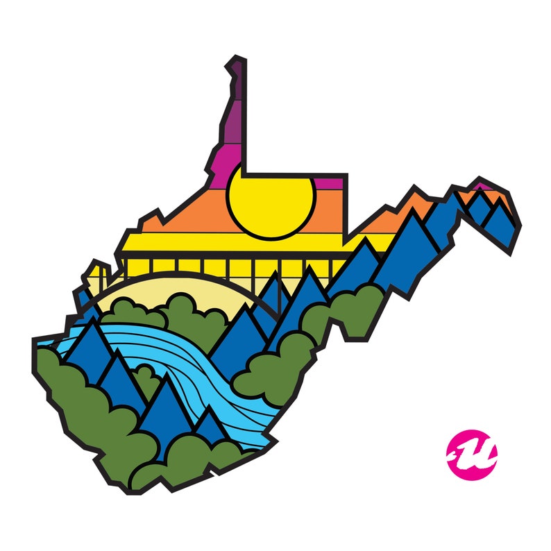 West Virginia State Lines Sticker Etsy