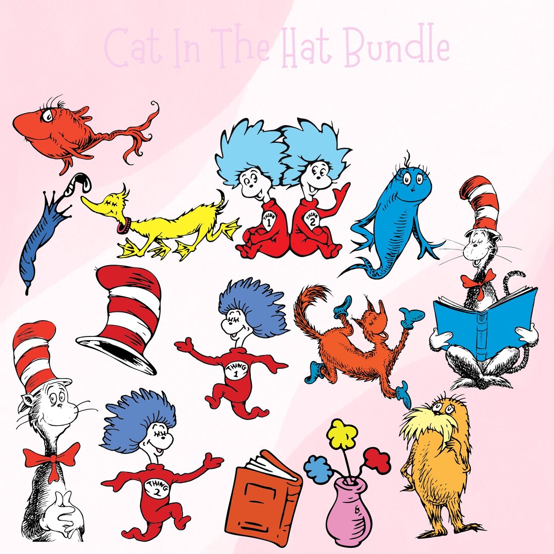 Dr Seuss Svg Bundle Cat in the Hat Svg Clipart Cricut - Etsy Denmark