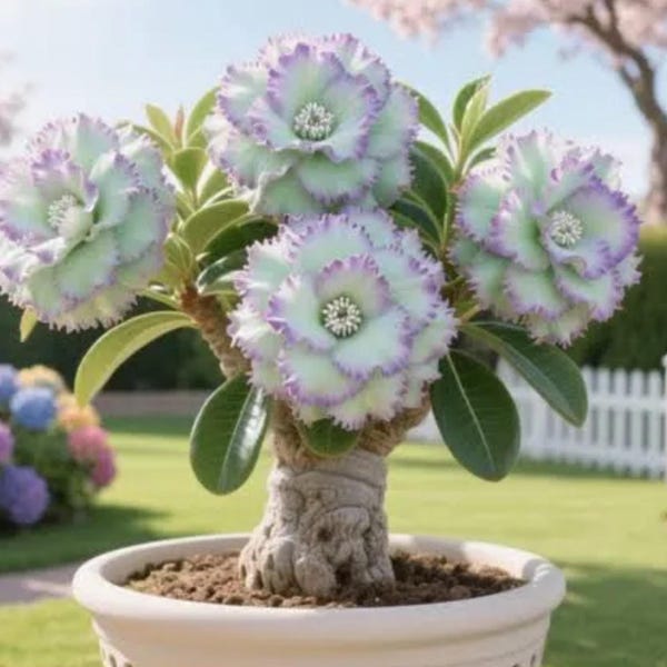 Prickly Perwinkle Desert Rose Adenium Obesum SMALL Rooted Seedling Plant 4-6 inches tall