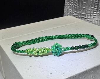 Green Jade Five Blessings Bracelet | Handwoven Adjustable Cord Harmony Jewelry
