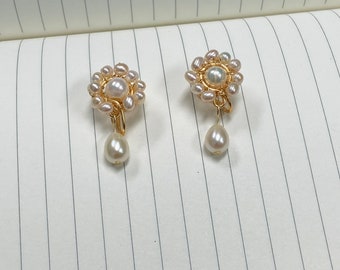 Clip-on Freshwater Pearl Vintage Earrins