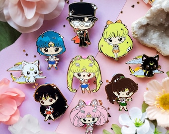 Sailor Moon Character Pins | Sailor Scout Pins | Magical Girl Pins | Anime Pins | Cute Pins | Gift Ideas | Gifts for her | Stocking Stuffers