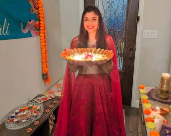Designer Lehenga with cape sleeves