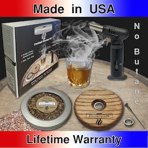 Smokepuck Cocktail Smoker Kit with Torch | No Butane | Made in USA | Lifetime Warranty | Old Fashioned Smoker | Perfect Bourbon Gift for Dad