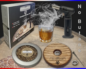 Smokepuck Cocktail Smoker Kit with Torch | No Butane | Made in USA | Lifetime Warranty | Old Fashioned Smoker | Perfect Bourbon Gift for Dad