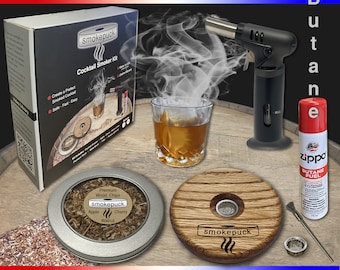 Smokepuck Cocktail Smoker Kit with Torch & Butane | Made in USA | Lifetime Warranty | Old Fashioned Smoker | Perfect Bourbon Gift for Dad