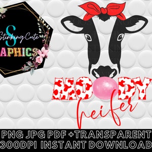 Moody Heifer Cow Digital Download|JPG PNG Instant download|Graphic File|Funny Cow Sublimation|Bubblegum Cow Graphic Jpg Instant Download