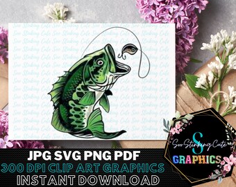 Bass Fishing Digital Download|JPG PNG Pdf SVG Instant download|Graphic File|Bass Fish Png|Bass Fish Svg|Fishing Sublimation|Fisherman Svg