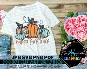 It's Fall Yall Pumpkin Digital Download|JPG Svg PDF PNG Instant Graphic|Fall Sublimation Dtf|Halloween Pumpkin Shirt Design Png |Pumpkin Png