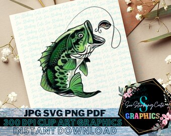 Bass Fishing Digital Download|JPG PNG Pdf SVG Instant download|Graphic File|Bass Fish Png|Bass Fish Svg|Fishing Sublimation|Fisherman Svg