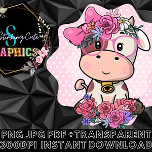 Cow with Glasses Png Digital Download|Cow with Glasses Svg|Cute Cow Instant Download|Cute Cow Svg|Cow Image Png|Cow Glasses Png|Cow Clipart