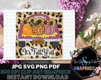It's Fall Yall Pumpkins Png Digital Download|JPG PNG Pdf SVG Instant download|Thanksgiving Svg|Happy Pumpkin|Hello Fall|Fall Leopard Print